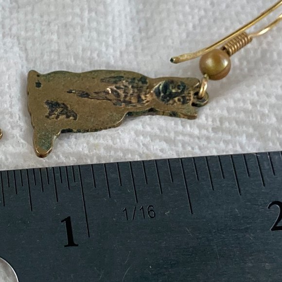 Cute vintage enamel and copper tone cats on dangle earrings - Picture 6 of 6